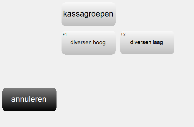 In dit scherm worden alle aangemaakte kassagroepen weergegeven, zodat de gewenste kassagroep geselecteerd kan worden om artikelen via deze groep toe te voegen aan de bon.