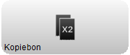 Knop Kopiebon met een icoon van een bon met x2. Met deze knop kan de laatst afgerekende bon opnieuw worden afgedrukt op de bonprinter.