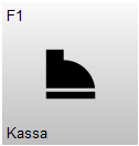 Knop F1 – Kassa met een kassa-icoon. Met deze knop wordt het kassascherm geopend om verkopen te starten en artikelen af te rekenen.