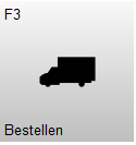 Knop F3 – Bestellen met een vrachtwagen-icoon. Met deze knop wordt het bestelscherm geopend, waar bestellingen kunnen worden aangemaakt, bekeken of beheerd.