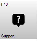 Knop F10 – Support met een vraagteken-icoon. Met deze knop wordt het supportscherm van Microcash geopend.