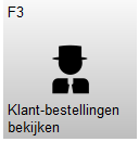 Knop F3 – Klant-bestellingen bekijken met een klant-icoon. Met deze knop wordt het overzicht van klantbestellingen geopend.