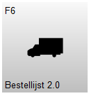 Knop F6 – Bestellijst 2.0 met een vrachtwagen-icoon. Met deze knop wordt de vernieuwde bestellijst geopend.