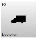 Knop F3 – Bestellen met een vrachtwagen-icoon. Met deze knop wordt het bestelscherm geopend, waar bestellingen voor leveranciers kunnen worden aangemaakt en beheerd.