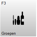 Knop F3 – Groepen met een artikelgroep-icoon. Met deze knop wordt het scherm voor groepen geopend.