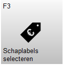 Knop F3 – Schaplabels selecteren met een label-icoon. Met deze knop wordt het scherm voor schaplabels geopend.