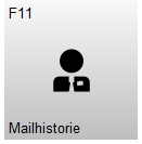 Knop F10 – Mailhistorie met een persoon-icoon. Met deze knop wordt de mailhistorie geopend.