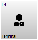 Knop F4 – Terminal met een persoon-icoon. Met deze knop wordt het terminalscherm geopend.