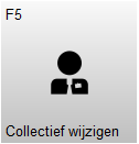 Knop F5 – Collectief wijzigen met een persoon-icoon. Met deze knop wordt het scherm voor collectief wijzigen geopend.