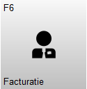Knop F6 – Facturatie met een persoon-icoon. Met deze knop wordt het facturatiescherm geopend, waar factuurgerelateerde functies binnen Microcash gebruikt kunnen worden.