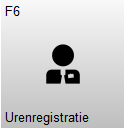 Knop F6 – Urenregistratie met een persoon-icoon. Met deze knop wordt de urenregistratie geopend.