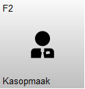 Knop F2 – Kasopmaak met een persoon-icoon. Met deze knop wordt het kasopmaakscherm geopend.