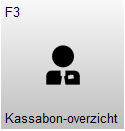 Knop F3 – Kassabon-overzicht met een persoon-icoon. Met deze knop wordt het overzicht van kassabonnen geopend.