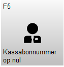 Knop F5 – Kassabonnummer op nul met een persoon-icoon. Met deze knop kan het kassabonnummer worden gereset.