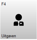 Knop F4 – Uitgaven met een persoon-icoon. Met deze knop wordt het scherm geopend waarin uitgaven vanuit de kas kunnen worden geregistreerd of bekeken.