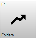 Knop F1 – Folders met een stijgende pijl als icoon. Met deze knop wordt het folderscherm geopend.