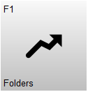 Knop F1 – Folders met een stijgende pijl als icoon. Met deze knop wordt het folderscherm geopend, waar folderacties binnen Microcash beheerd of bekeken kunnen worden.