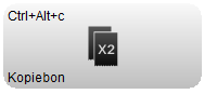 Knop Kopiebon met een bon-icoon en x2. Met deze knop wordt de laatst geprinte bon opnieuw afgedrukt op de bonprinter.