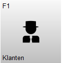 Knop F1 – Klanten met een klant-icoon. Met deze knop opent u het klantenscherm in Microcash.
